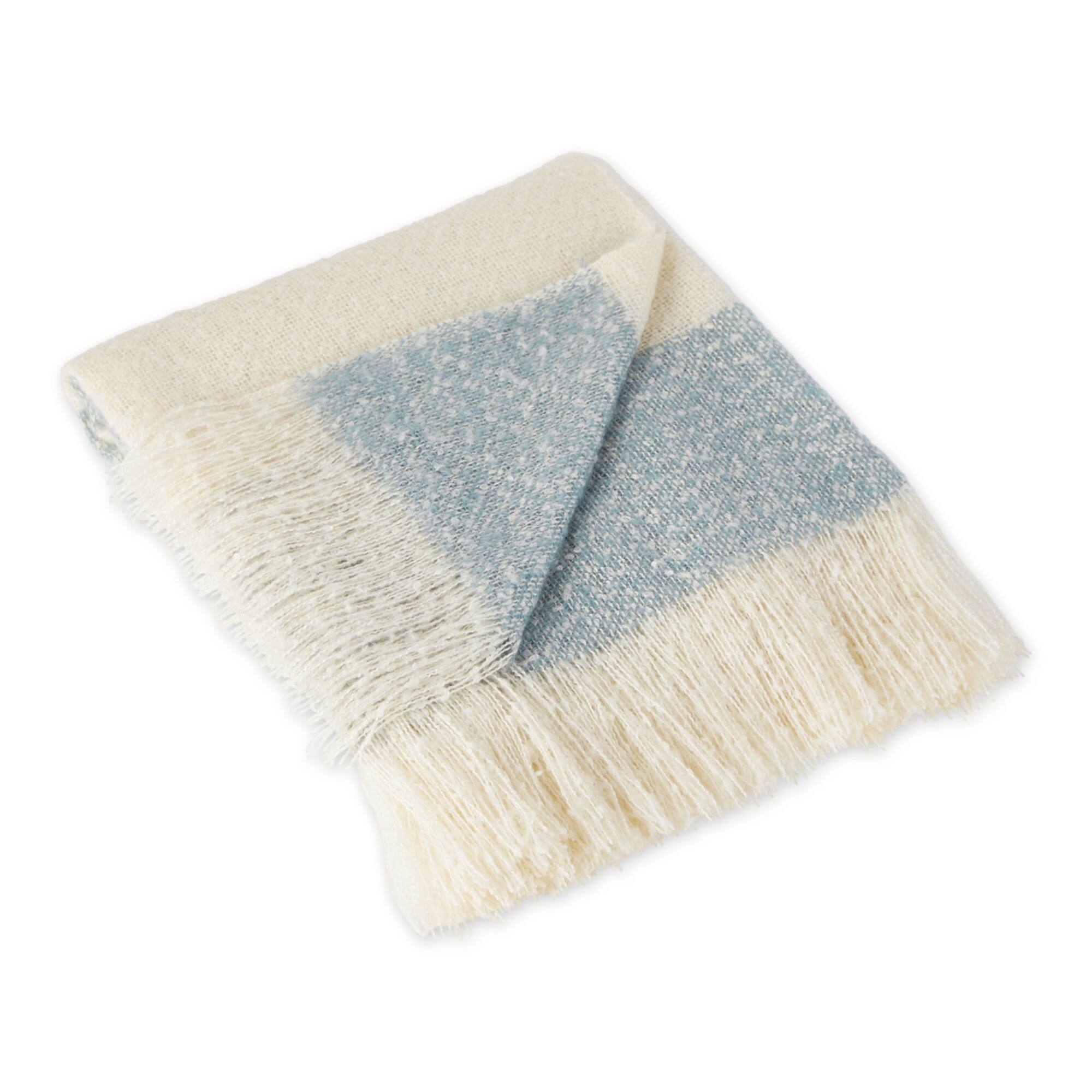 Rugby Stripe Acrylic Throw Blue